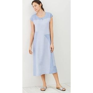 J jill blue color block linen dress